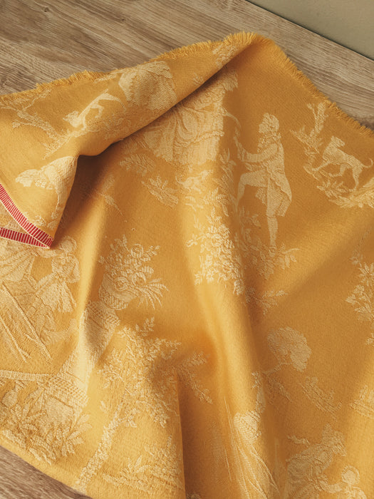 Light yellow ticking with Versailles motif. Spain c.1950 - Lot of 3 pieces