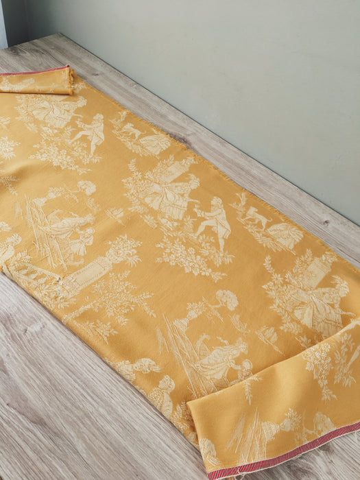 Light yellow ticking with Versailles motif. Spain c.1950 - Lot of 3 pieces