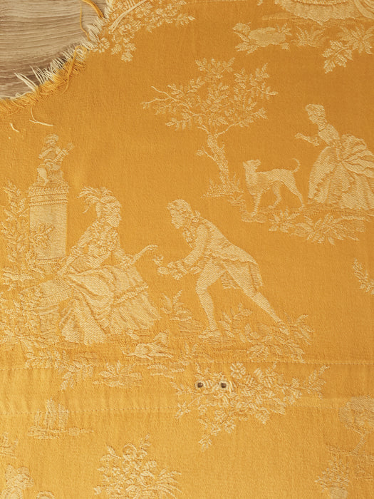 Light yellow ticking with Versailles motif. Spain c.1950 - Lot of 3 pieces