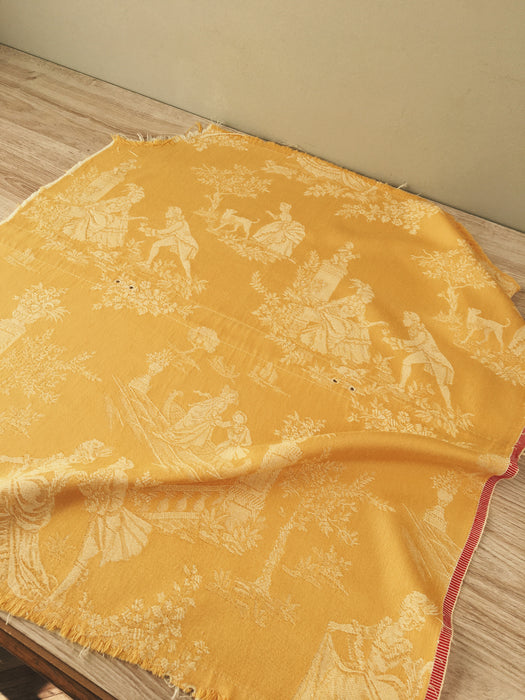 Light yellow ticking with Versailles motif. Spain c.1950 - Lot of 3 pieces