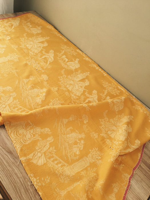 Light yellow ticking with Versailles motif. Spain c.1950 - Lot of 3 pieces