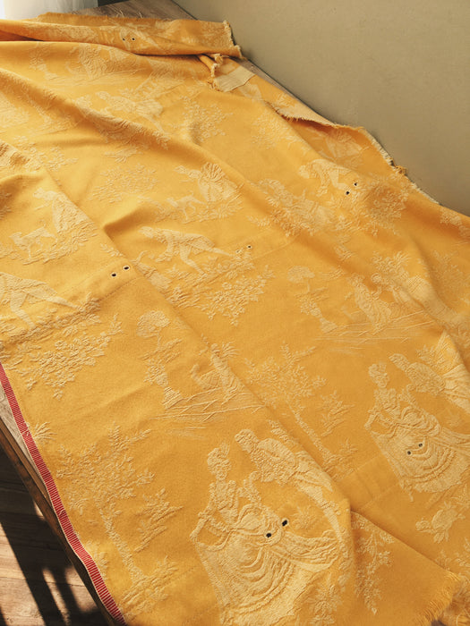 Light yellow ticking with Versailles motif. Spain c.1950 - Lot of 3 pieces