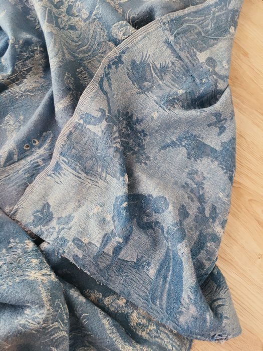 Light blue ticking with Versailles motif. Spain c.1930 - Lot of 3 pieces