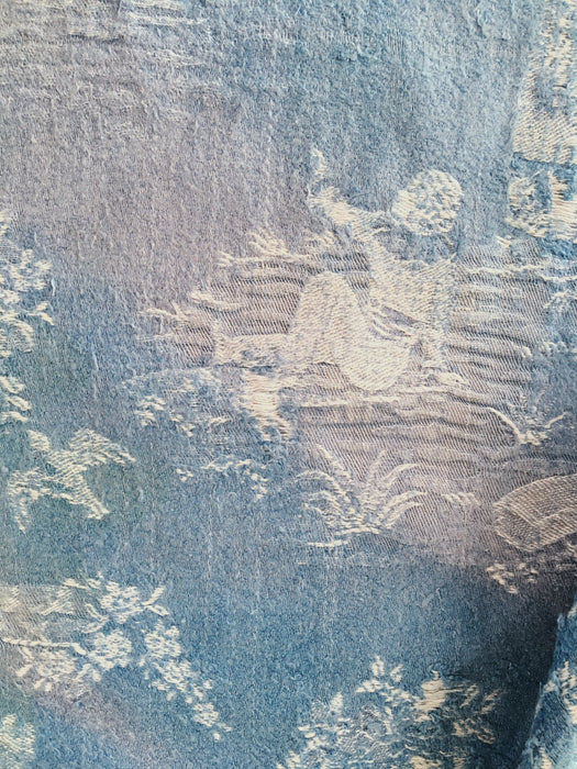 Light blue ticking with Versailles motif. Spain c.1930 - Lot of 3 pieces