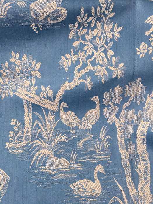 Light blue ticking with Versailles motif. Very rare. The best. Spain c.1900 - 156 cm × 3.8 meters