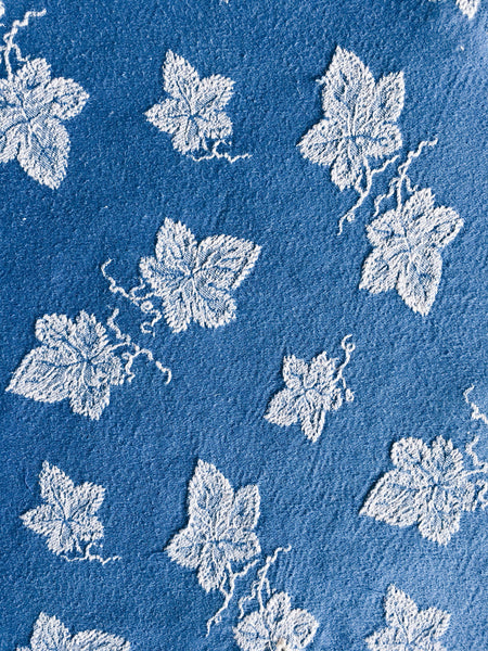 Blue Floral Small Scale Antique European Ticking Fabric Recovered Panels REC-DA-AZUL-007 - Ticking Depot