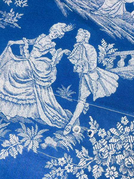 Blue Scenic Antique European Ticking Fabric Recovered Panels REC-DA-AZUL-015 - Ticking Depot