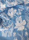Light blue ticking with large peonies. Spain c.1940 - 154×430 cm