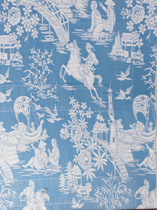 Chinoiserie ticking in light blue. Spain c.1950 - 48×85 cm