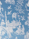 Chinoiserie ticking in light blue. Spain c.1950 - 48×85 cm