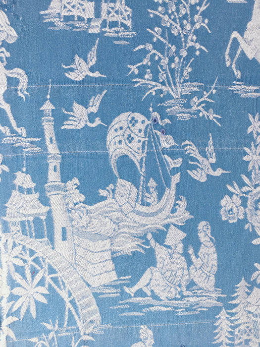 Chinoiserie ticking in light blue. Spain c.1950 - 48×85 cm
