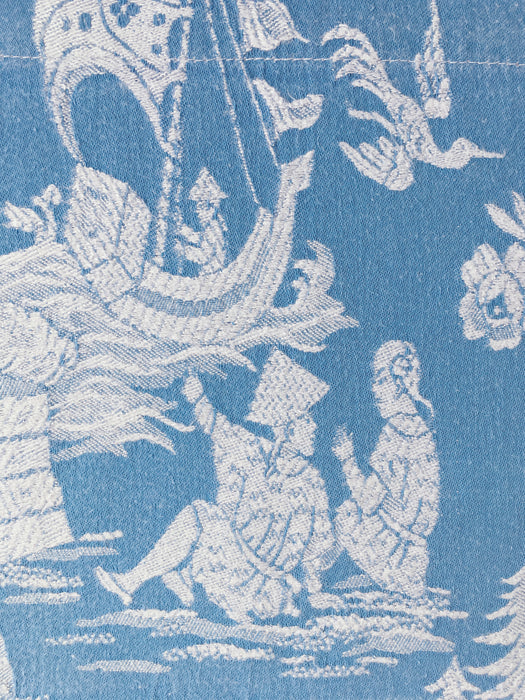 Chinoiserie ticking in light blue. Spain c.1950 - 48×85 cm
