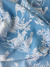 Chinoiserie ticking in light blue. Spain c.1950 - 152×160 cm