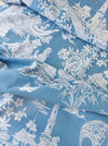 Chinoiserie ticking in light blue. Spain c.1950 - 152×160 cm