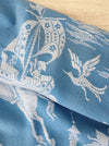 Chinoiserie ticking in light blue. Spain c.1950 - 152×160 cm