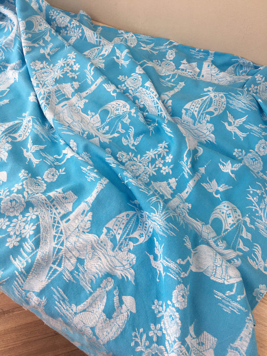 Chinoiserie ticking in blue. Spain c.1950 - Lot of 2 pieces 