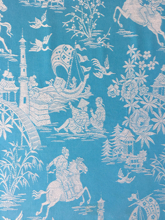 Chinoiserie ticking in blue. Spain c.1950 - Lot of 2 pieces 