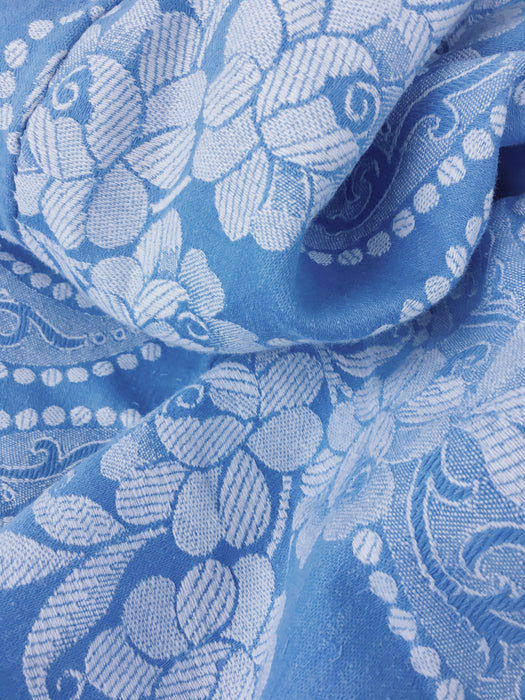 Light blue ticking with ribbons and peonies. Spain c.1940 - Lot of 2 pieces