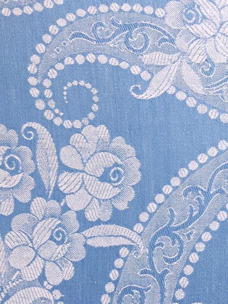 Blue Floral Antique European Ticking Fabric Recovered Panels REC-DA-AZUL-021 - Ticking Depot