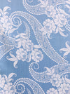 Light blue ticking with ribbons and peonies. Spain c.1940 - Lot of 2 pieces