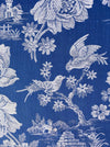 Cobalt blue ticking with birds talking. Spain c.1940 - Lot of 2 pieces