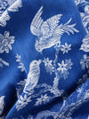 Cobalt blue ticking with birds talking. Spain c.1940 - Lot of 2 pieces