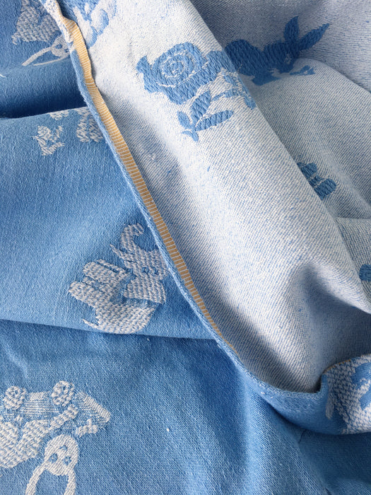 Light blue ticking with childlike patterns. Very rare! Spain c.1900 - 144×72 cm 