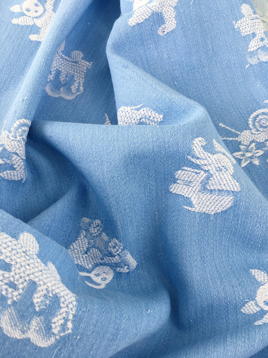 Light blue ticking with childlike patterns. Very rare! Spain c.1900 - 144×72 cm 