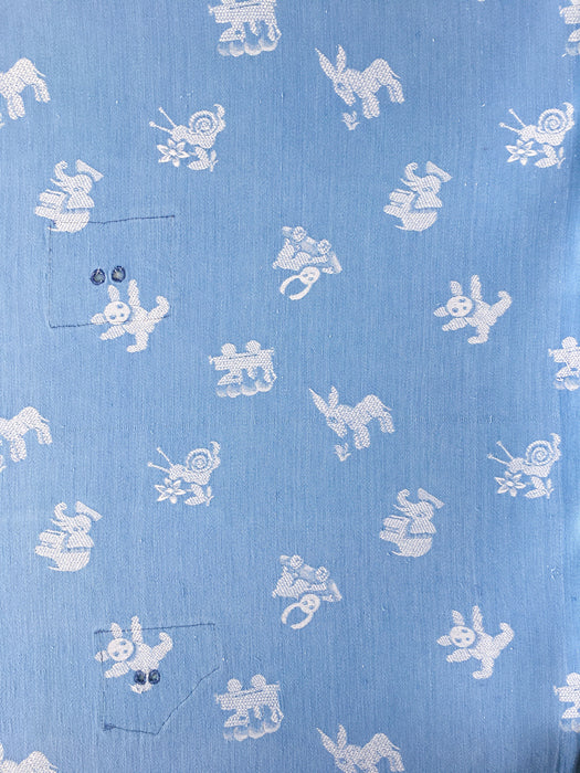 Light blue ticking with childlike patterns. Very rare! Spain c.1900 - 144×72 cm 