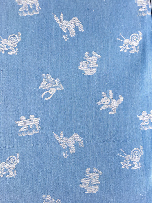 Light blue ticking with childlike patterns. Very rare! Spain c.1900 - 144×72 cm 