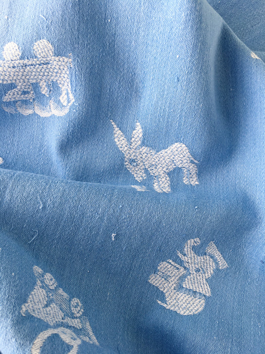 Light blue ticking with childlike patterns. Very rare! Spain c.1900 - 144×72 cm 