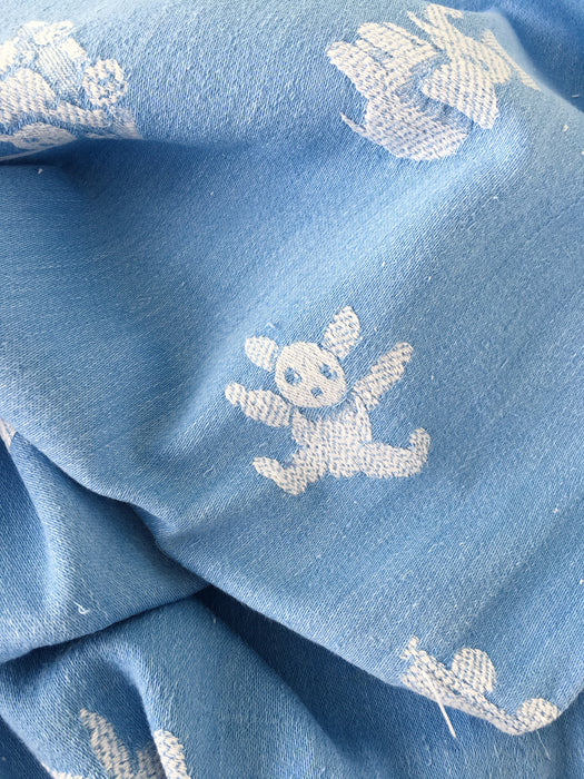 Light blue ticking with childlike patterns. Very rare! Spain c.1900 - 144×72 cm 