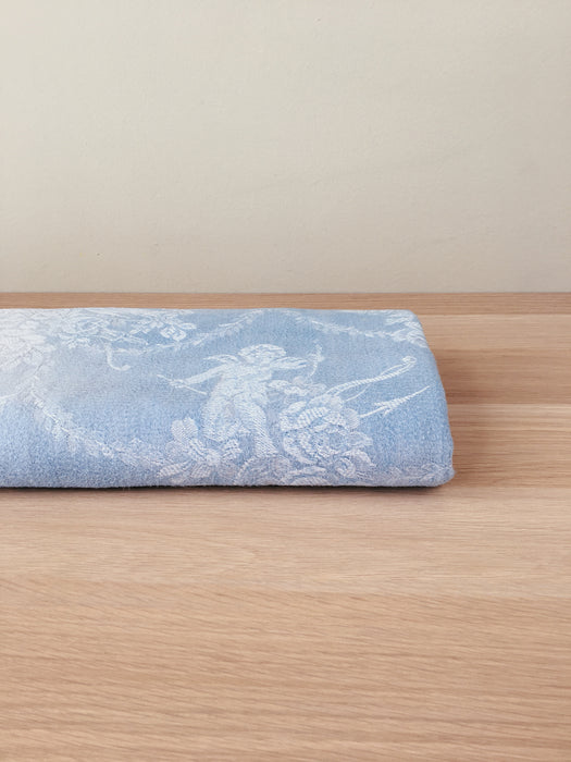 Blue ticking with cute cupids. Spain c.1920 - 76×113 cm