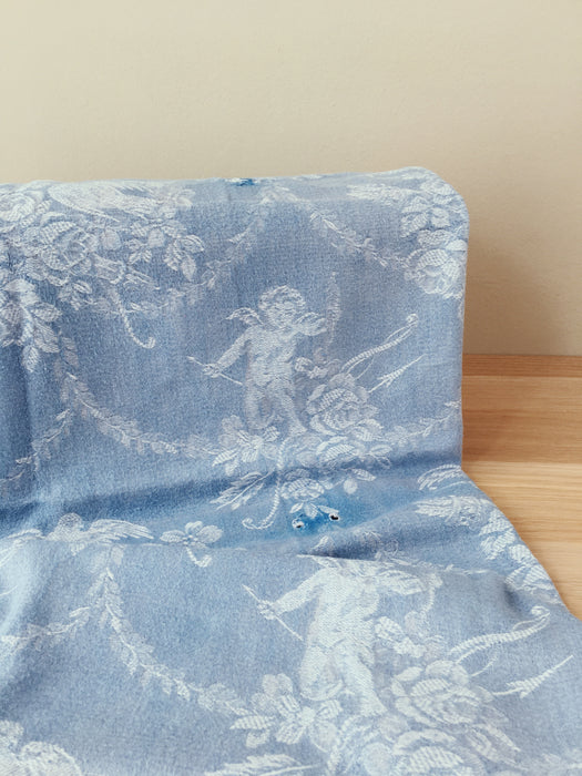 Blue ticking with cute cupids. Spain c.1920 - 76×113 cm