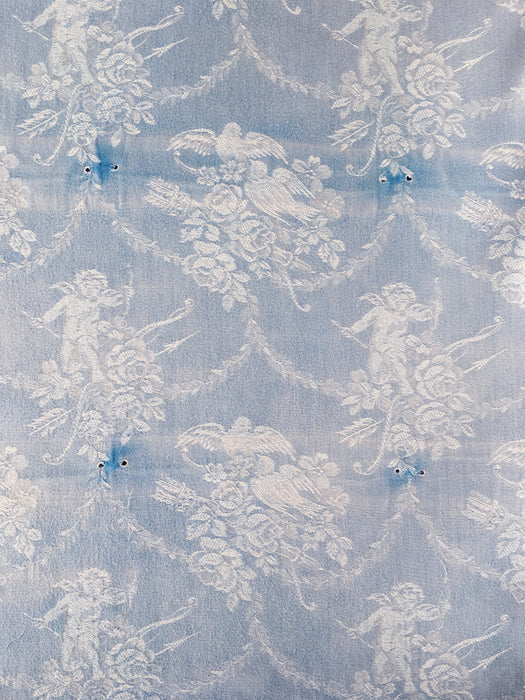 Blue ticking with cute cupids. Spain c.1920 - 76×113 cm