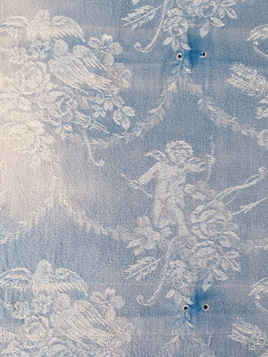 Blue ticking with cute cupids. Spain c.1920 - 76×113 cm