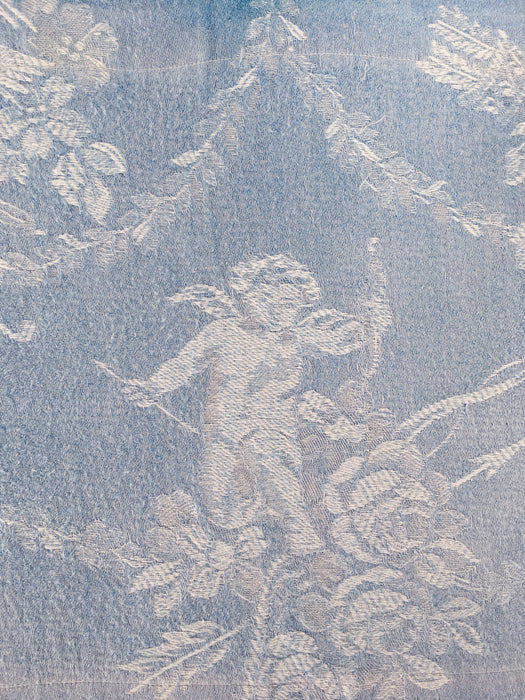Blue ticking with cute cupids. Spain c.1920 - 76×113 cm