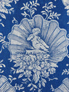 Cobalt blue ticking with cute cupids. Spain c.1940 - 55×141 cm