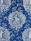 Cobalt blue ticking with cute cupids. Spain c.1940 - 55×141 cm