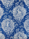 Cobalt blue ticking with cute cupids. Spain c.1940 - 55×141 cm