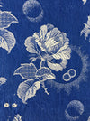 Large white roses in cobalt blue ticking. Spain c.1940 - 40×180 cm