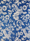 Ticking in cobalt blue with flowers. Spain c.1900 - 41×130 cm