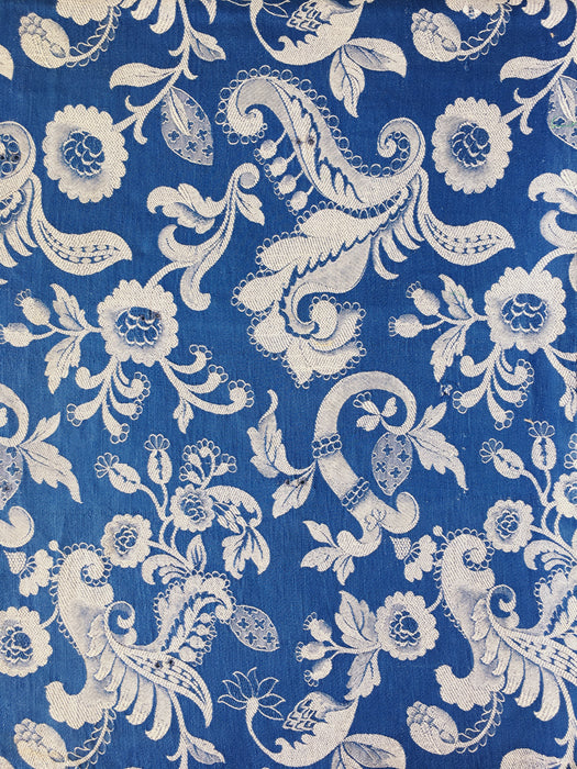 Ticking in cobalt blue with flowers. Spain c.1900 - 41×130 cm