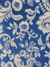 Ticking in cobalt blue with flowers. Spain c.1900 - 41×130 cm