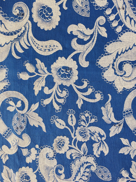Ticking in cobalt blue with flowers. Spain c.1900 - 41×130 cm