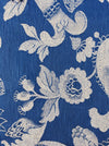 Ticking in cobalt blue with flowers. Spain c.1900 - 41×130 cm
