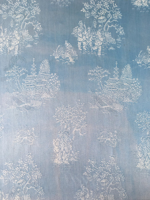 Chinoiserie ticking in sky blue. Spain c.1950 - 77×160 cm
