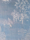 Chinoiserie ticking in sky blue. Spain c.1950 - 77×160 cm