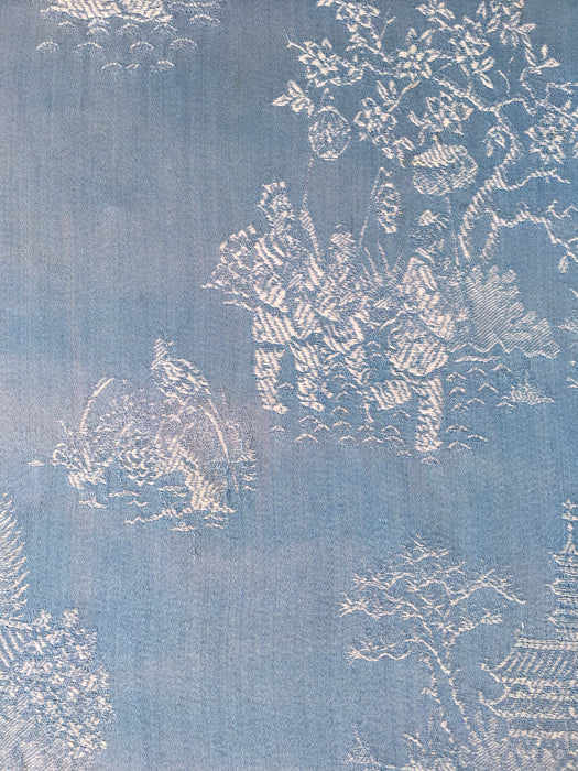 Chinoiserie ticking in sky blue. Spain c.1950 - 77×160 cm