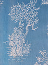 Blue Chinoiserie Scenic Antique European Ticking Fabric Recovered Panels REC-DA-AZUL-041 - Ticking Depot